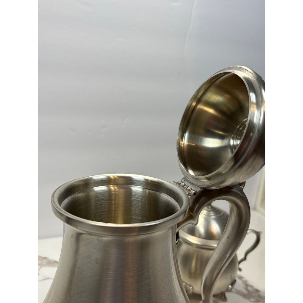 Boardman Pewter Tea Coffee Set‎ 3pc Rams Head Feet Teapot Sugar Creamer - Picture 5 of 12